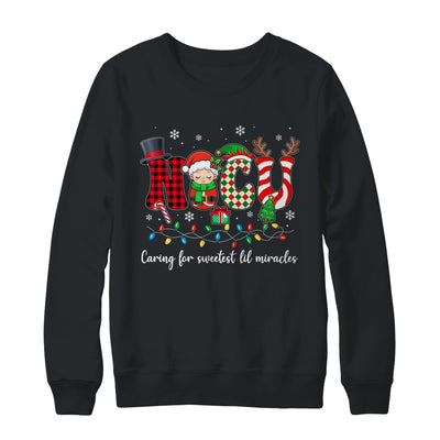 NICU Caring For Sweetest Lil Miracles Christmas Nurse Shirt & Sweatshirt | teecentury