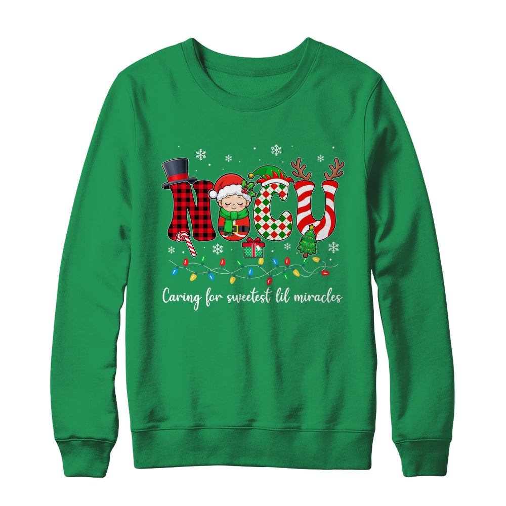 NICU Caring For Sweetest Lil Miracles Christmas Nurse Shirt & Sweatshirt | teecentury