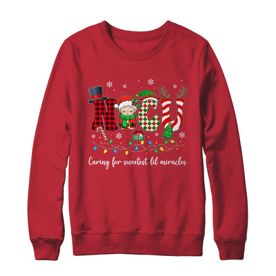 NICU Caring For Sweetest Lil Miracles Christmas Nurse Shirt & Sweatshirt | teecentury
