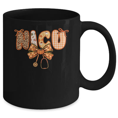 NICU Nurse Stethoscope Coquette Bow Autumn Fall Nursing RN Mug | teecentury