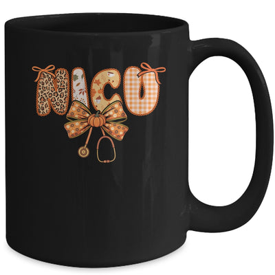 NICU Nurse Stethoscope Coquette Bow Autumn Fall Nursing RN Mug | teecentury