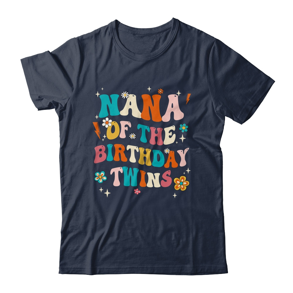Nana Of The Birthday Twins Boys Girls Party Retro Bday Shirt & Hoodie | teecentury