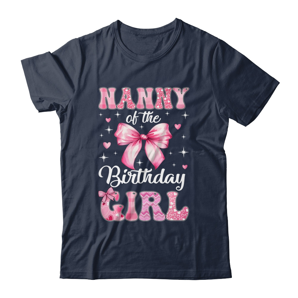 Nanny Of Birthday Girl Coquette Bow Matching Family Shirt & Hoodie | teecentury