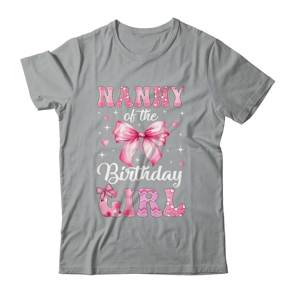 Nanny Of Birthday Girl Coquette Bow Matching Family Shirt & Hoodie | teecentury