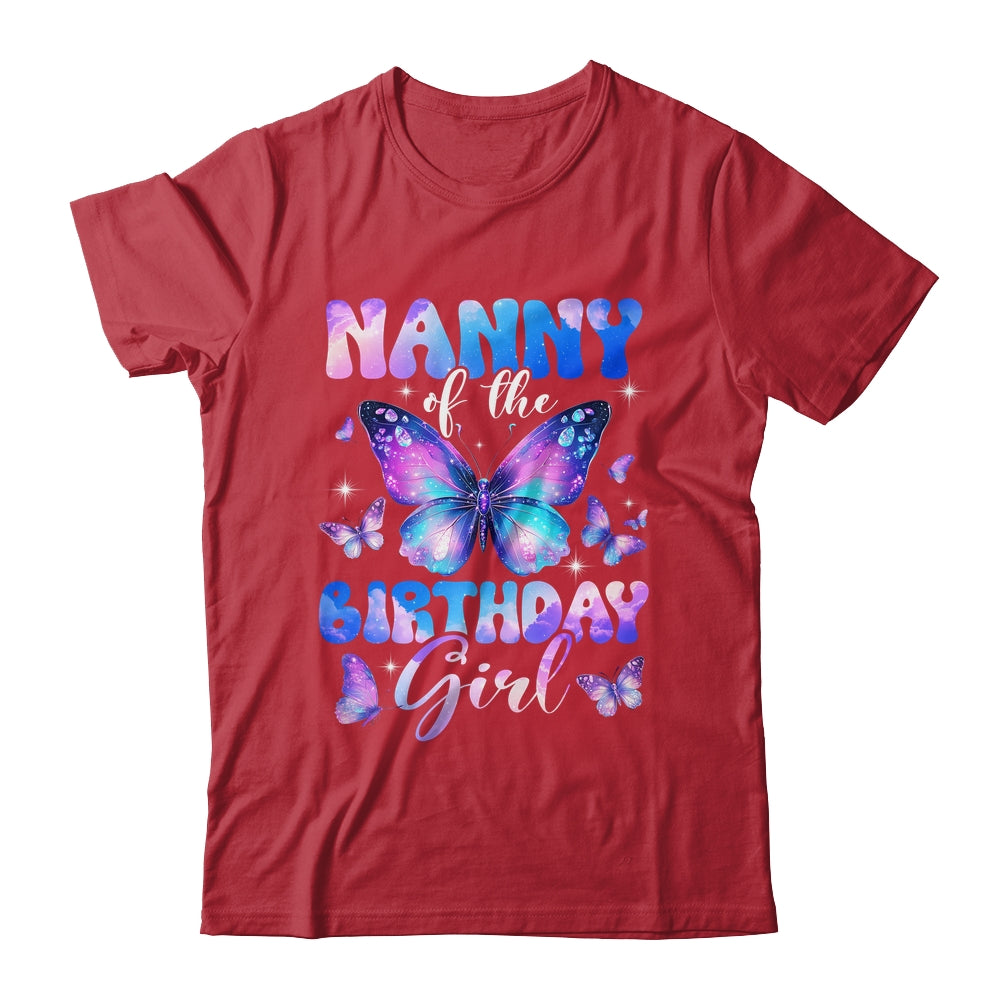 Nanny Of The Birthday Girl Butterfly Family Matching Shirt & Hoodie | teecentury