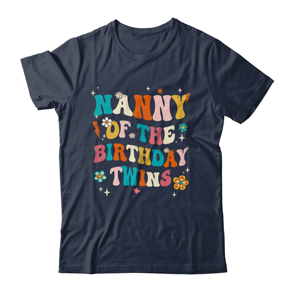 Nanny Of The Birthday Twins Boys Girls Party Retro Bday Shirt & Hoodie | teecentury