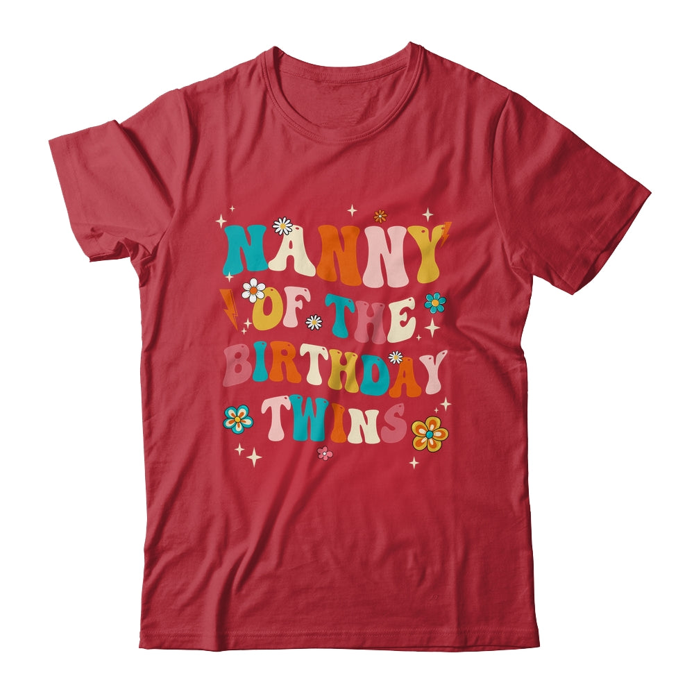 Nanny Of The Birthday Twins Boys Girls Party Retro Bday Shirt & Hoodie | teecentury
