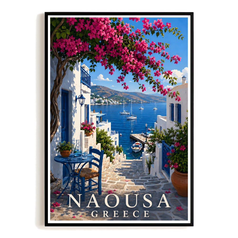 Naousa Greece Vintage Travel Poster Aegean Sea Coastal Landscape Wall Art Decor Souvenir Print Painting For Home Living Room Bedroom Office Bathroom Decor Unframed | teecentury