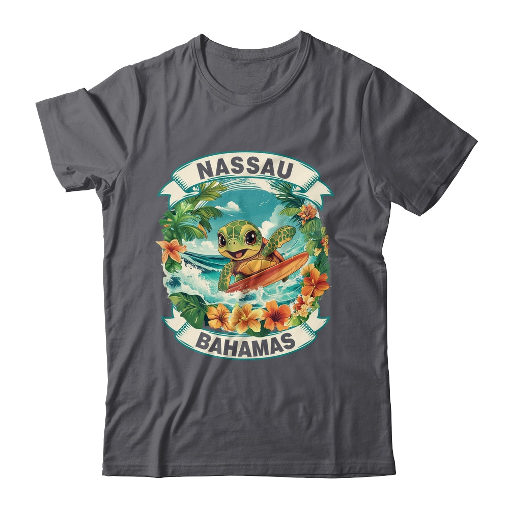 Nassau Bahamas Cute Sea Turtle Surfing Summer Vacation Shirt & Tank Top | teecentury