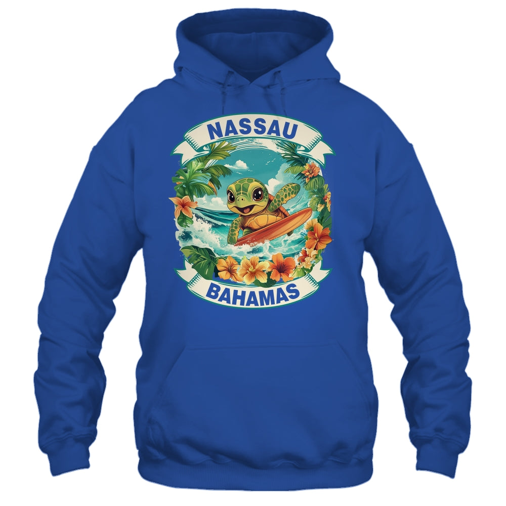 Nassau Bahamas Cute Sea Turtle Surfing Summer Vacation Shirt & Tank Top | teecentury