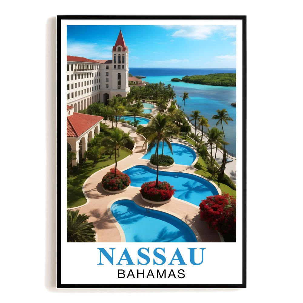 Nassau Bahamas Tropical Resort Poster Wall Art Decor For Vacation Lovers And Beach Landscape Print Ideal For Home Decoration Office Living Room Office Decor Unframed | teecentury