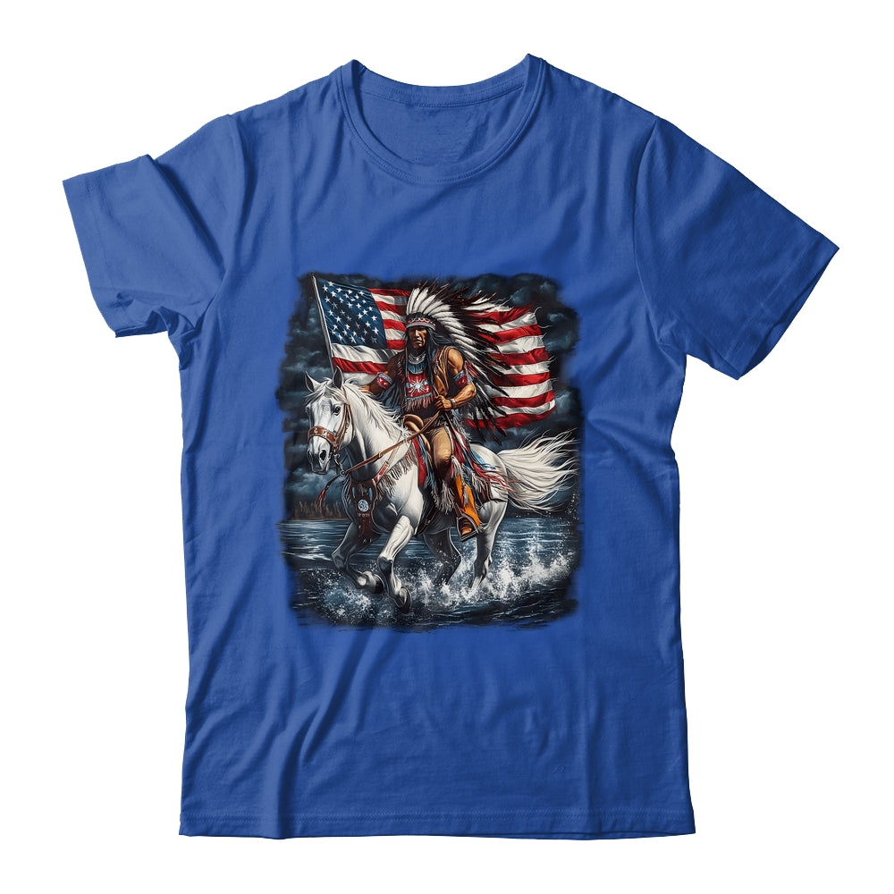 Native American Day Flag Indian Riding Horse 4th Of July Shirt & Hoodie | teecentury