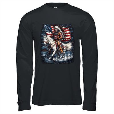 Native American Day Flag Indian Riding Horse 4th Of July Shirt & Hoodie | teecentury