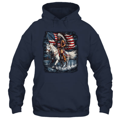 Native American Day Flag Indian Riding Horse 4th Of July Shirt & Hoodie | teecentury