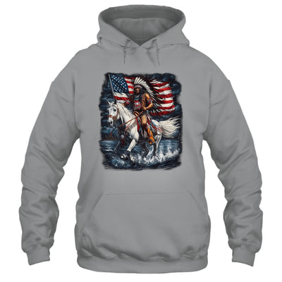Native American Day Flag Indian Riding Horse 4th Of July Shirt & Hoodie | teecentury