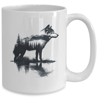 Nature Mountains Adventure Wolf Outdoor Wildlife Forest Mug | teecentury