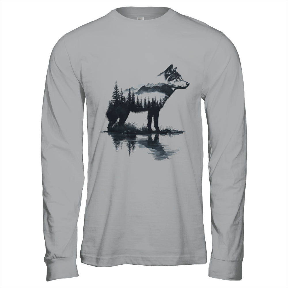 Nature Mountains Adventure Wolf Outdoor Wildlife Forest Shirt & Hoodie | teecentury
