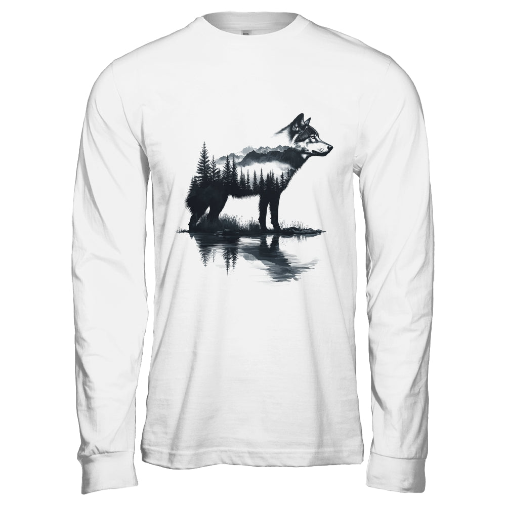 Nature Mountains Adventure Wolf Outdoor Wildlife Forest Shirt & Hoodie | teecentury