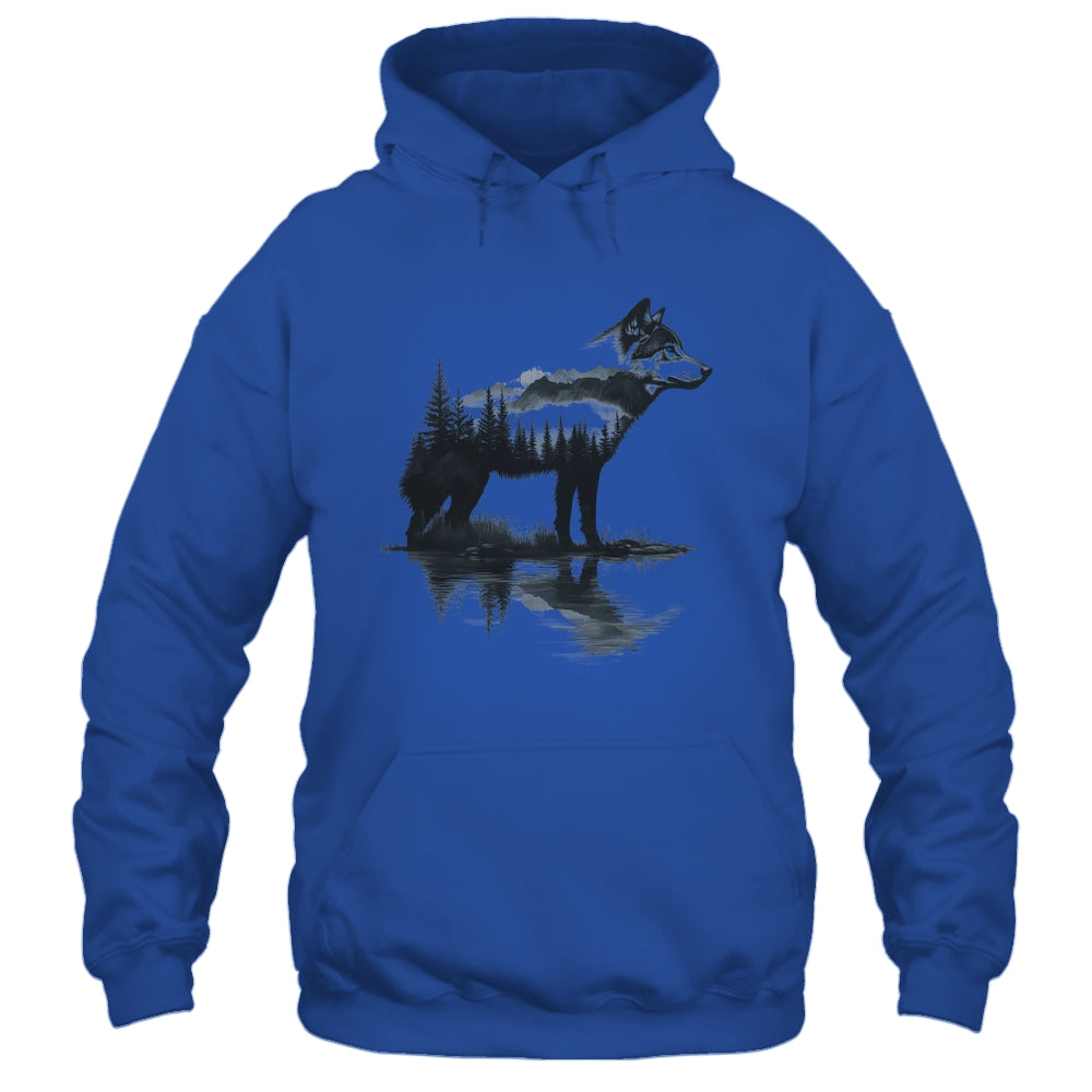 Nature Mountains Adventure Wolf Outdoor Wildlife Forest Shirt & Hoodie | teecentury