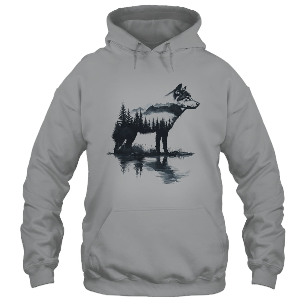 Nature Mountains Adventure Wolf Outdoor Wildlife Forest Shirt & Hoodie | teecentury