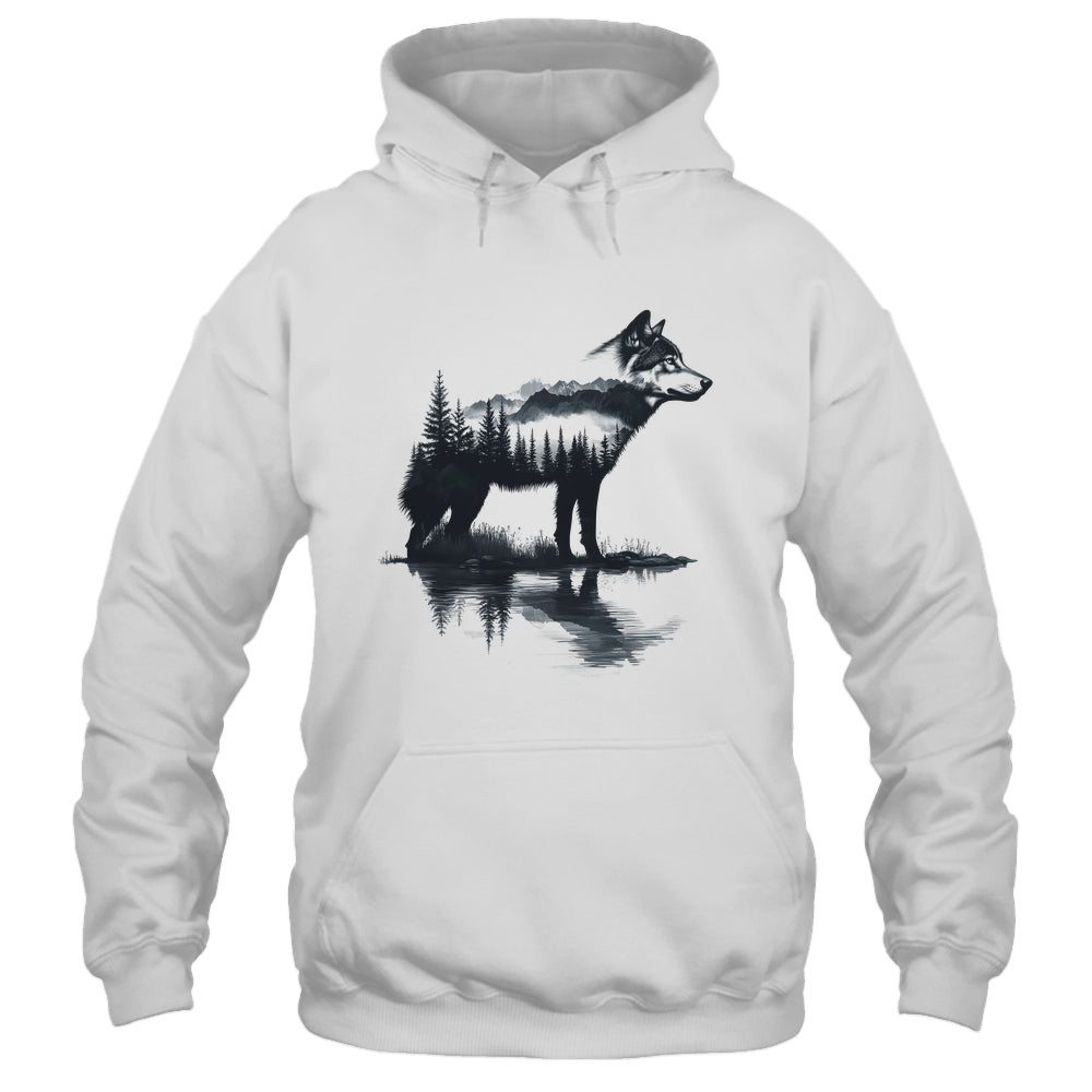 Nature Mountains Adventure Wolf Outdoor Wildlife Forest Shirt & Hoodie | teecentury