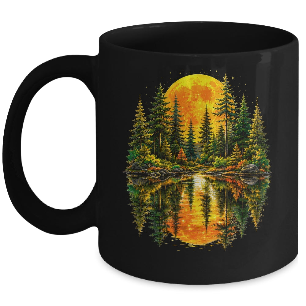Nature Reflection Us Flag Forest Trees Outdoor Wildlife Mug | teecentury