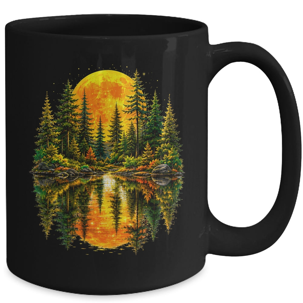 Nature Reflection Us Flag Forest Trees Outdoor Wildlife Mug | teecentury