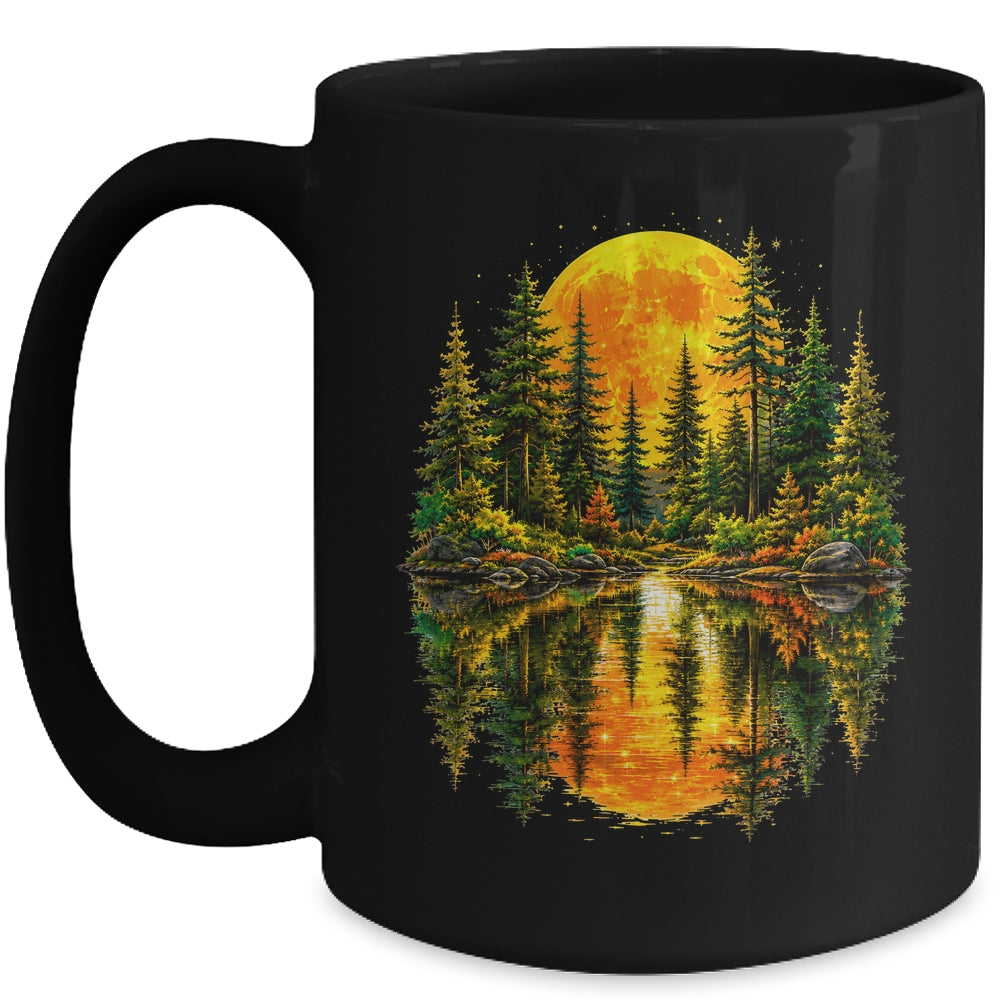 Nature Reflection Us Flag Forest Trees Outdoor Wildlife Mug | teecentury