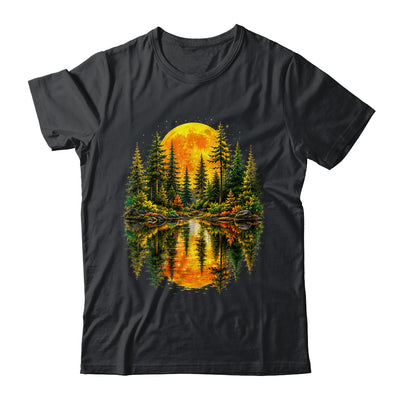 Nature Reflection Us Flag Forest Trees Outdoor Wildlife Shirt & Tank Top | teecentury