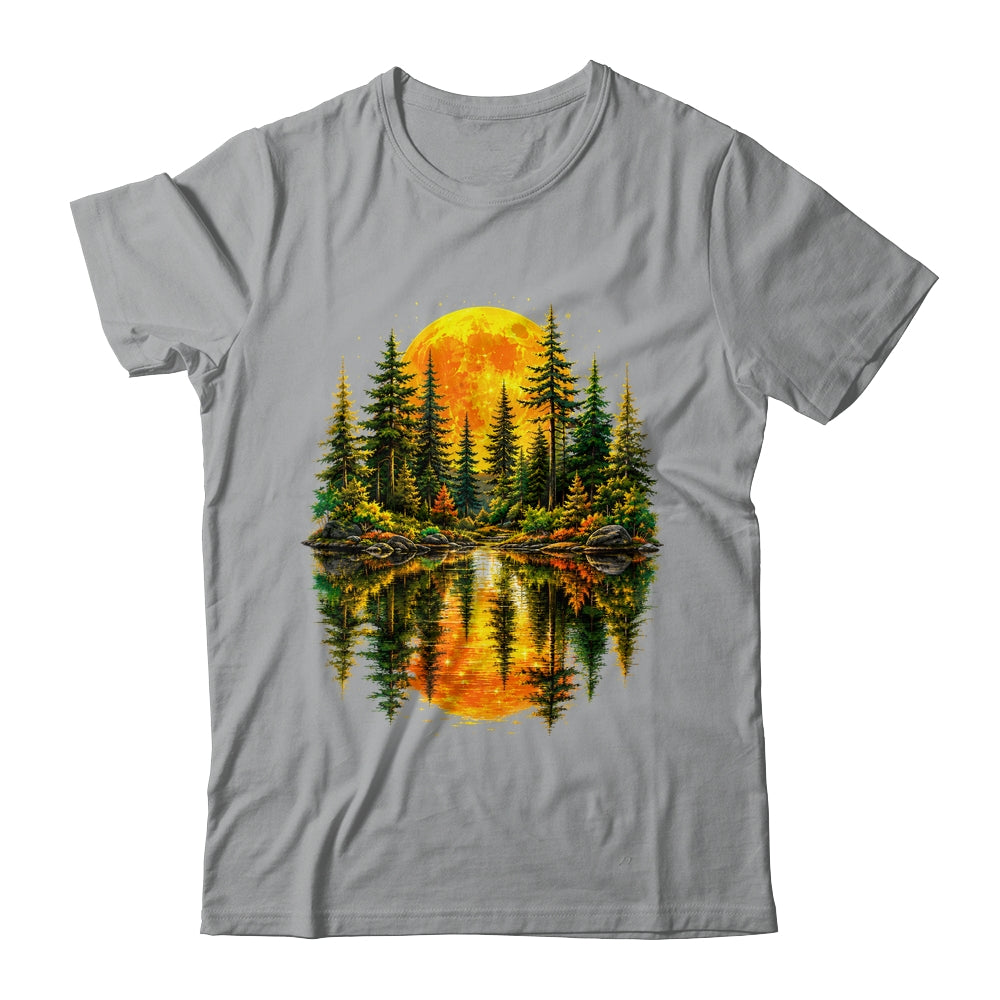Nature Reflection Us Flag Forest Trees Outdoor Wildlife Shirt & Tank Top | teecentury