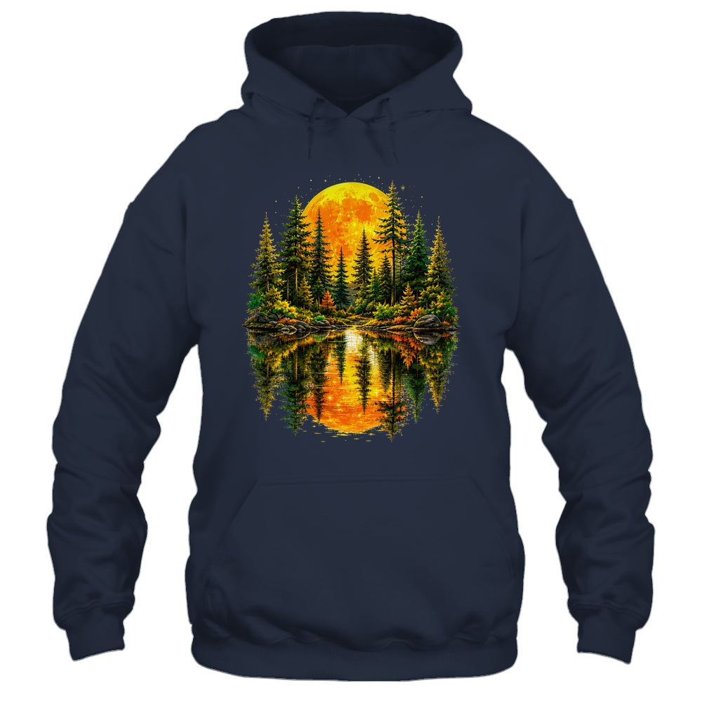 Nature Reflection Us Flag Forest Trees Outdoor Wildlife Shirt & Tank Top | teecentury