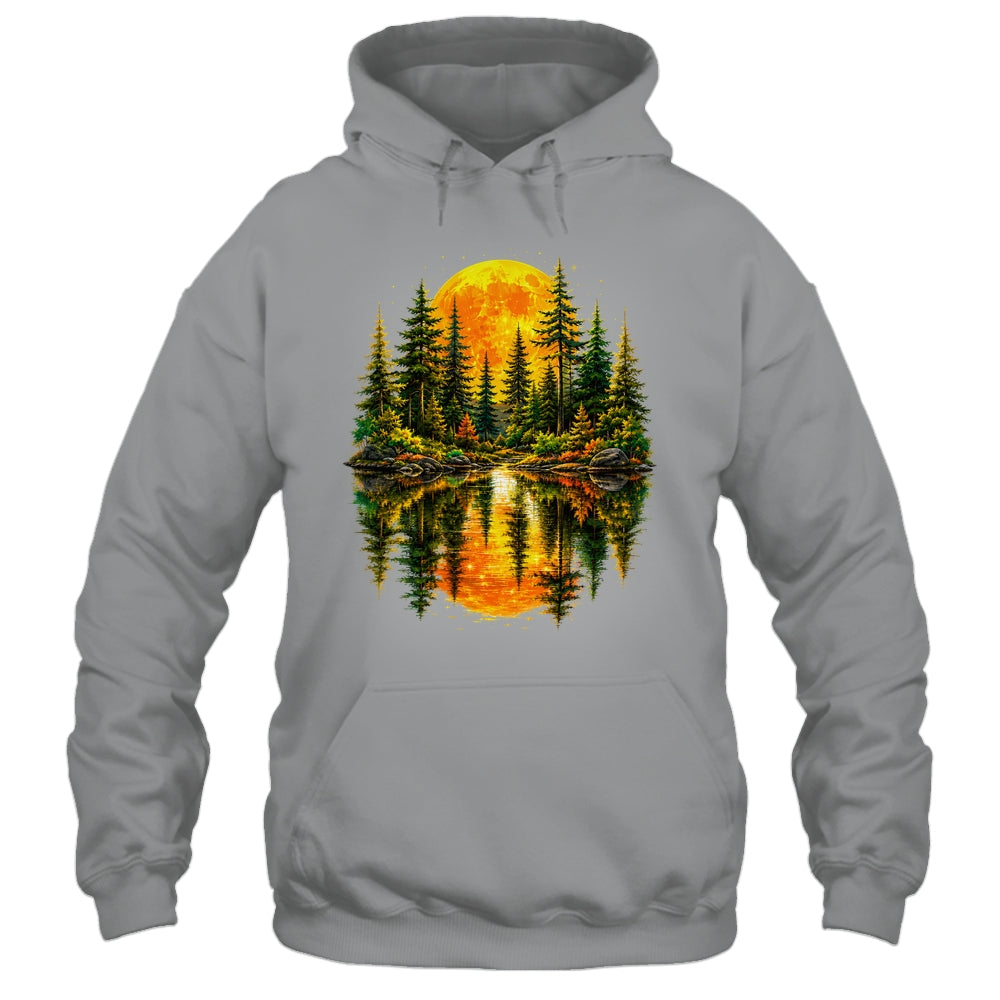 Nature Reflection Us Flag Forest Trees Outdoor Wildlife Shirt & Tank Top | teecentury