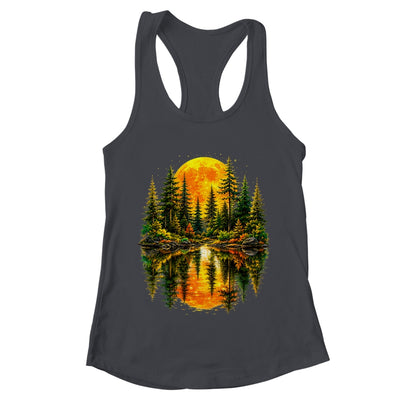 Nature Reflection Us Flag Forest Trees Outdoor Wildlife Shirt & Tank Top | teecentury
