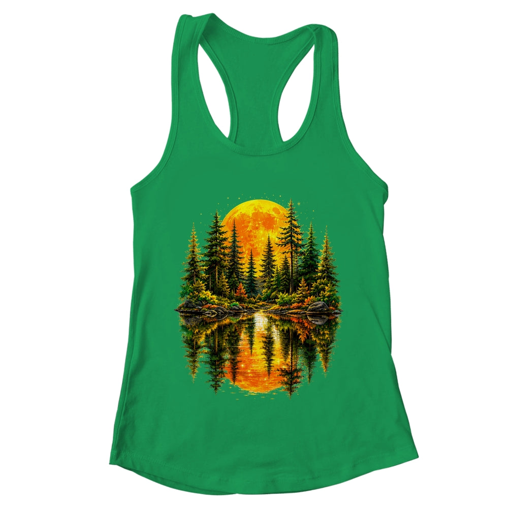 Nature Reflection Us Flag Forest Trees Outdoor Wildlife Shirt & Tank Top | teecentury