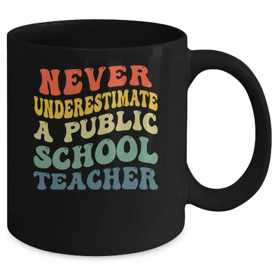 Never Underestimate A Public School Teacher Retro Vintage Mug | teecentury