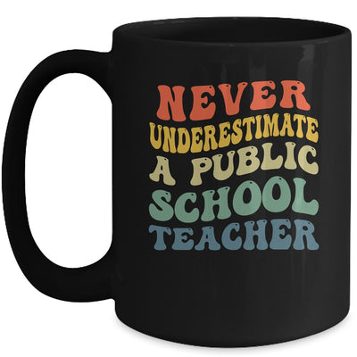 Never Underestimate A Public School Teacher Retro Vintage Mug | teecentury