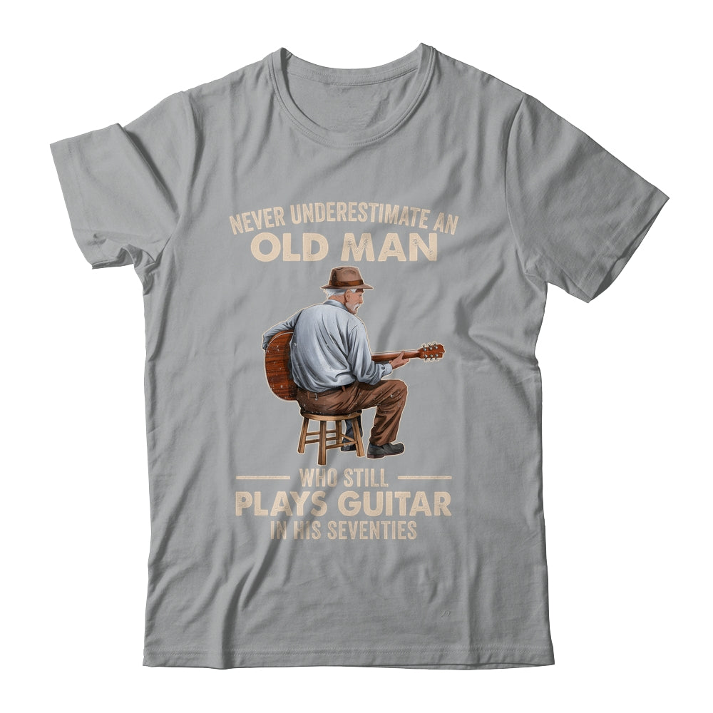 Never Underestimate An Old Man Who Plays Guitar Seventies Shirt & Hoodie | teecentury
