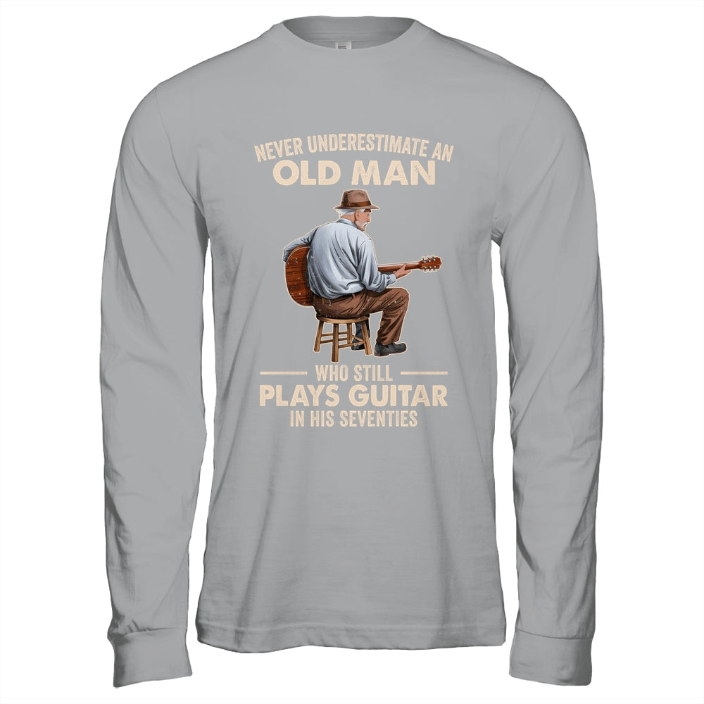 Never Underestimate An Old Man Who Plays Guitar Seventies Shirt & Hoodie | teecentury