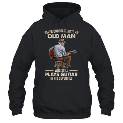 Never Underestimate An Old Man Who Plays Guitar Seventies Shirt & Hoodie | teecentury