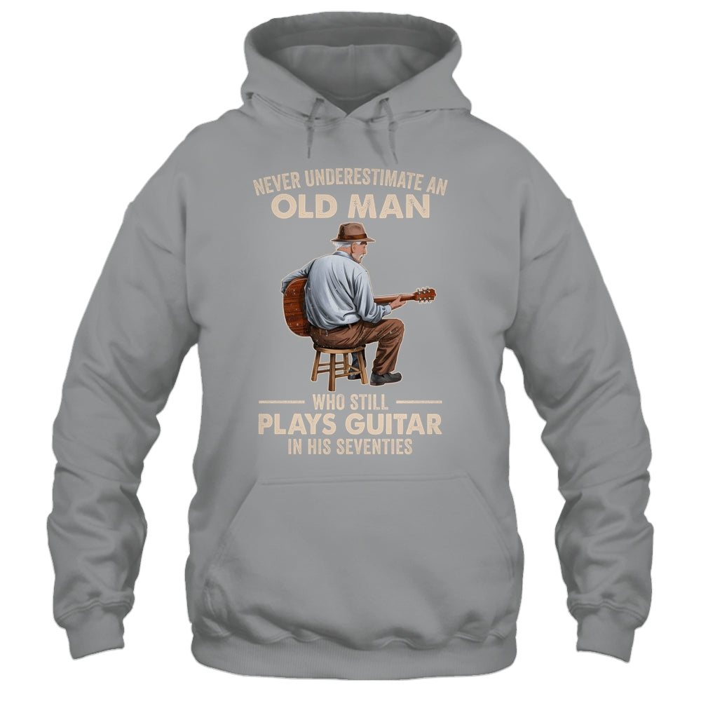 Never Underestimate An Old Man Who Plays Guitar Seventies Shirt & Hoodie | teecentury