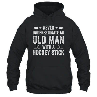 Never Underestimate An Old Man With A Hockey Stick Grandpa Shirt & Hoodie | teecentury