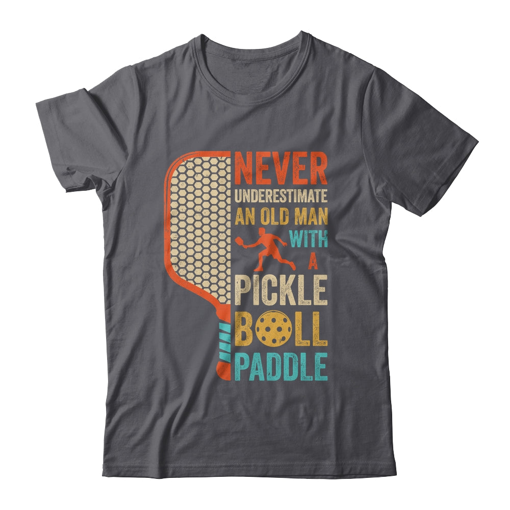 Never Underestimate an Old Man with A Pickleball Paddle Retro Shirt & Hoodie | teecentury