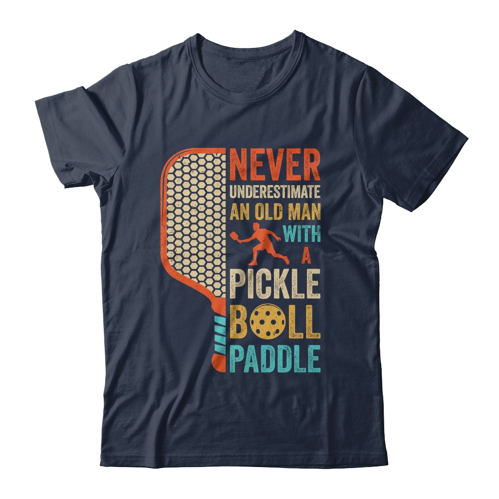 Never Underestimate an Old Man with A Pickleball Paddle Retro Shirt & Hoodie | teecentury