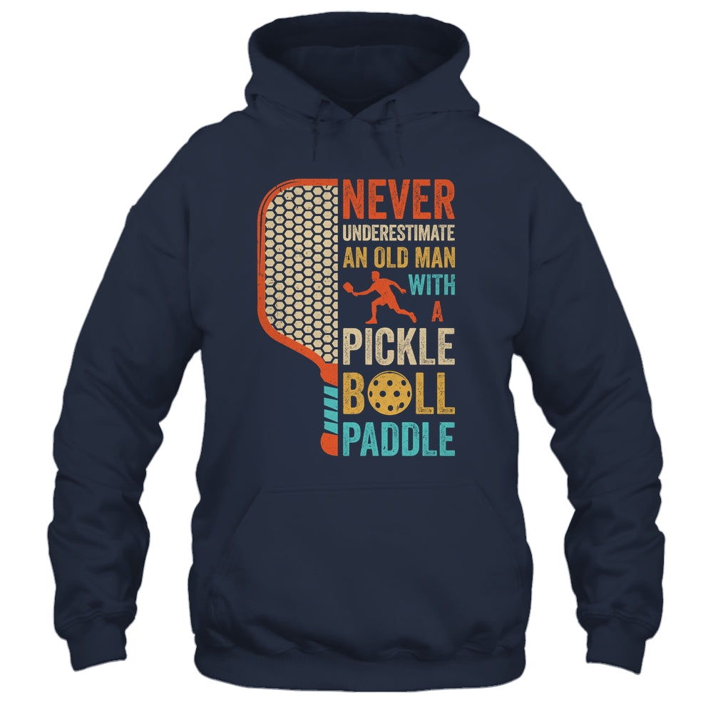 Never Underestimate an Old Man with A Pickleball Paddle Retro Shirt & Hoodie | teecentury