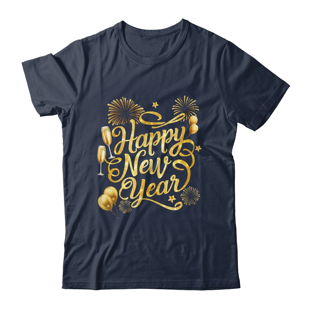New Years 2025 Eve Party Supplies Happy New Year Fireworks Shirt