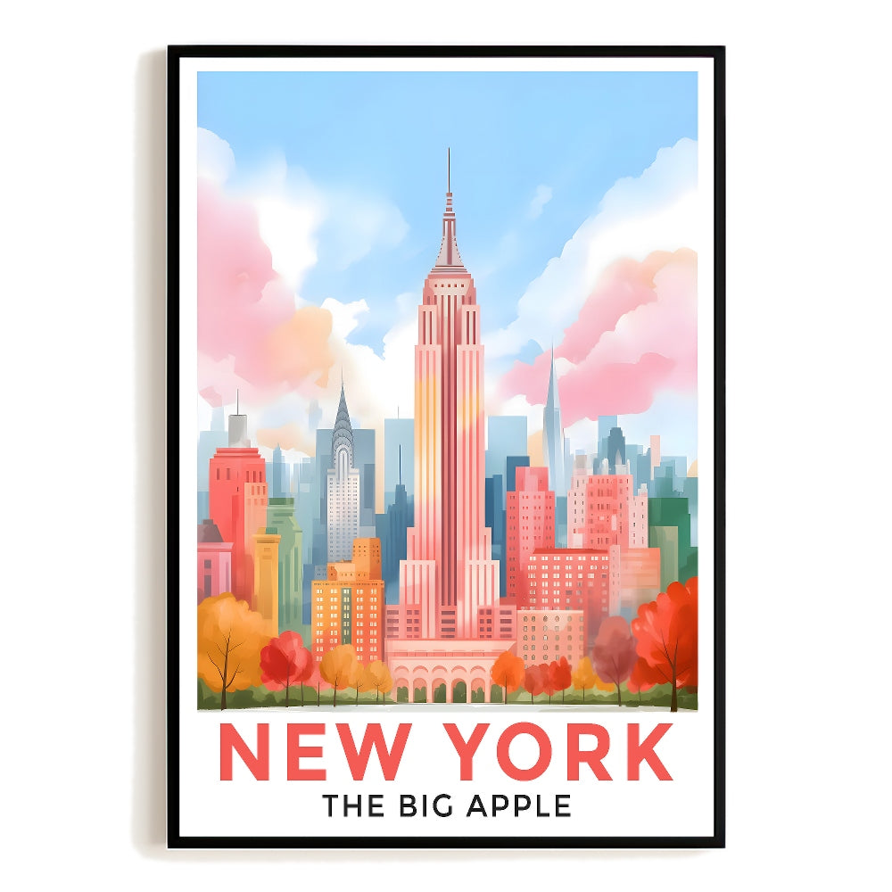 New York City Print Travel Poster Retro Big Apple NY City Souvenir Wall Art Landscape Painting Picture Suitable For Home Room Living Room Office Bedroom Decor Unframed | teecentury