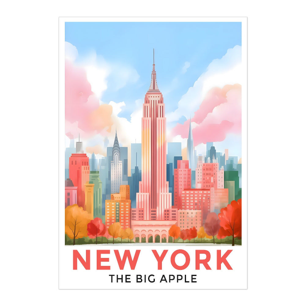 New York City Print Travel Poster Retro Big Apple NY City Souvenir Wall Art Landscape Painting Picture Suitable For Home Room Living Room Office Bedroom Decor Unframed | teecentury