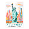 New York City Travel Print Poster Statue Of Liberty Empire State NY Souvenir Wall Art Landscape Painting Picture For Home Room Living Room Bedroom Decor Unframed | teecentury
