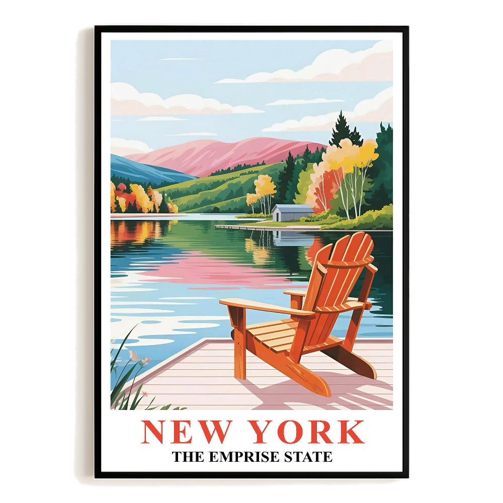 New York Travel Print Poster Nature Empire State NY Souvenir Wall Art Landscape Painting Picture Suitable For Home Room Living Room Office Bedroom Decor Unframed | teecentury