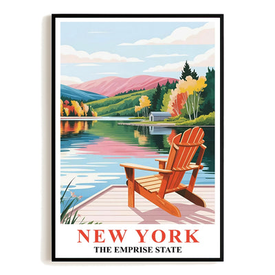 New York Travel Print Poster Nature Empire State NY Souvenir Wall Art Landscape Painting Picture Suitable For Home Room Living Room Office Bedroom Decor Unframed | teecentury